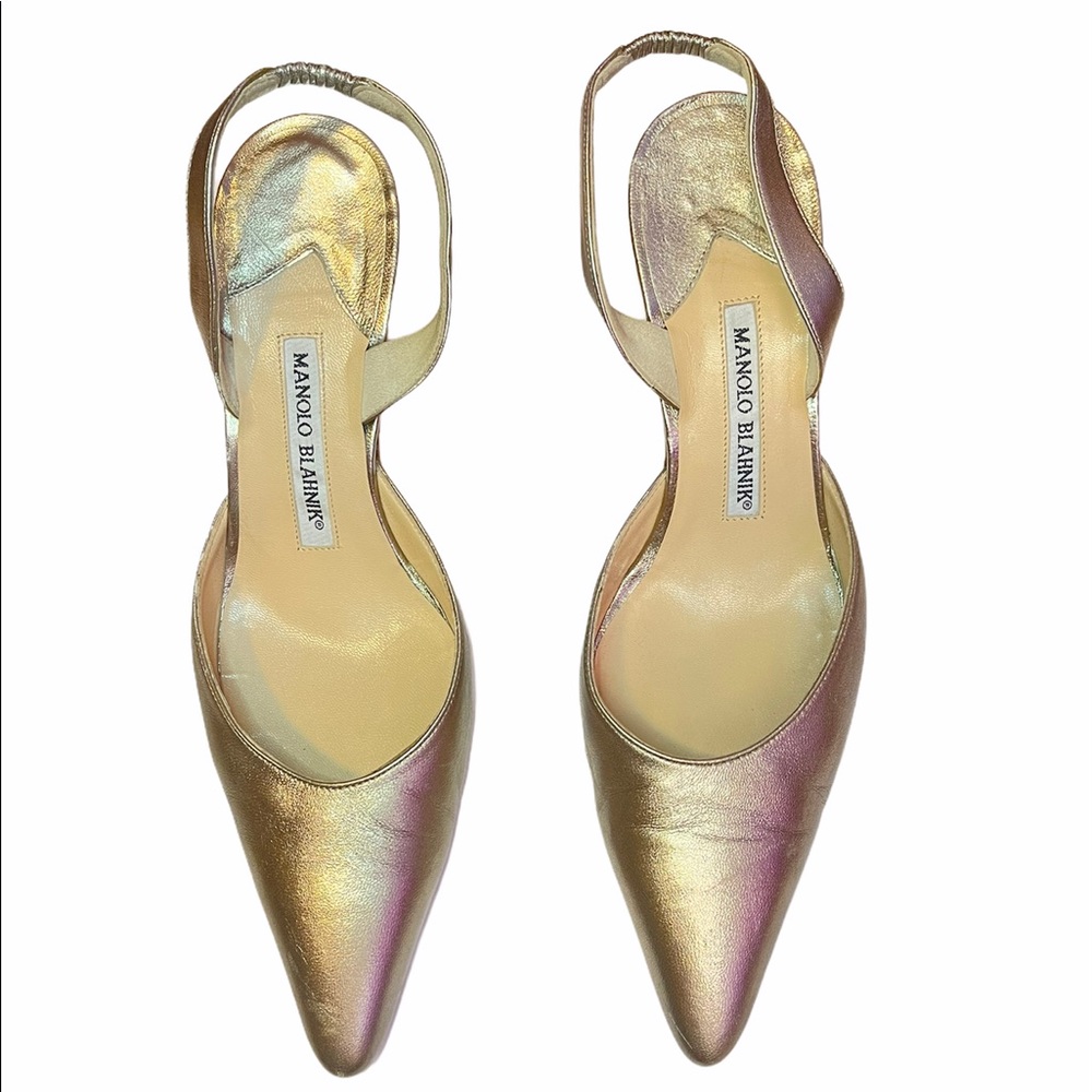 Manolo Blahnik Carolyne Gold Metallic Heel